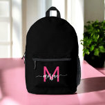 ホットピンクブラックモノグラムガールズ新学期 プリントバックパック<br><div class="desc">ホットピンクのモノグラム女の子のスタイルプリントされたバックパックで新学期で学校の年を開始！この目を引くバックパックはホットピンク鮮やかのデザインを備えパーソナライズされたて、あなたのモノグラムとトレンディーの外観ユニークを提供する。本、供給運品、日常の必需品に最適で、ファッションと機能の両方を提供。耐久性の高い建築と調節可能なストラップを使用して、心地よいと長寿のために構築されている。このシックはっきりしたなリュックサックで最初の日の印象をパーソナライズされた作れ！</div>