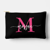 ホットピンクブラックモノグラム名少女の脚本 アクセサリーポーチ (正面)