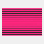 ホットピンクブラック水玉模様ストライプ ラッピングペーパーシート (正面2)