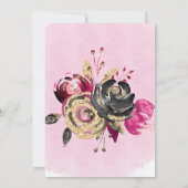 ホットピンクブラック金ゴールド牡丹リハーサルディナー 招待状 (裏面)