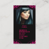 ホットピンクブラック2 ZEBRA折り重ね美しいヘアサロン 名刺 (裏面)