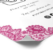 ホットピンクブラックOHスナップソーシャルメディ結婚アのサイン ポスター (角)