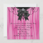 ホットピンクブラックSweet sixteen誕生日パーティーInvita 招待状 (裏面)