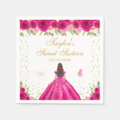 ホットピンクブルネットヘアプリンセスSweet sixteen スタンダードカクテルナプキン (正面)