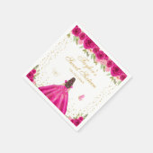 ホットピンクブルネットヘアプリンセスSweet sixteen スタンダードカクテルナプキン (角)