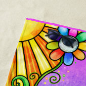 ホットピンクブルーウォーターカラーと晴れた日のドードル ビーチタオル (インサイチュ)