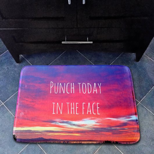 ホットピンクブルーコースタルサンセットパンチトゥデイ引用文 バスマット