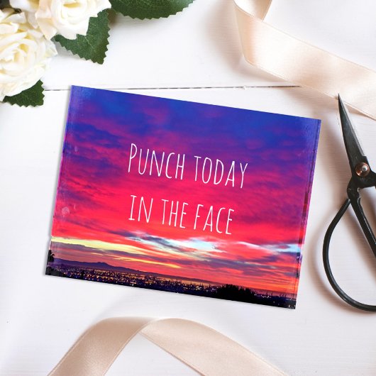 ホットピンクブルーコースタルサンセットパンチトゥデイ引用文 ポストカード