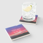 ホットピンクブルーサンセットパンチ今日の顔 はっきりした ストーンコースター (横)