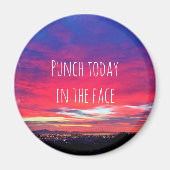 ホットピンクブルーサンセットパンチ今日の顔 はっきりした マグネット (正面)