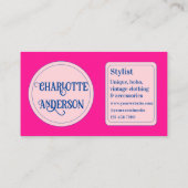 ホットピンクブルーファッションスタイリスト 名刺 (裏面)