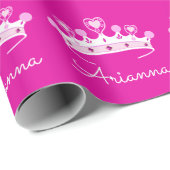 ホットピンクプリンセスクラウンカスタムパーソナライズされた ラッピングペーパー (ロールコーナー)