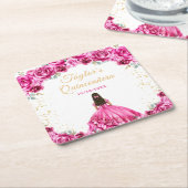 ホットピンクプリンセスフローラキンセアニラ スクエアペーパーコースター (アングル)