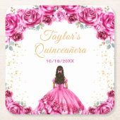 ホットピンクプリンセスフローラキンセアニラ スクエアペーパーコースター (正面)