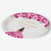 ホットピンクプリンセスフローラキンセアニラ ペーパープレート (アングル)