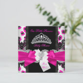 ホットピンクプリンセスベイビーシャワーガール ブラックレパード3 招待状 (スタンド正面)