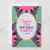 ホットピンクプリンセス素敵な40歳の誕生日パーティー 招待状 (正面)