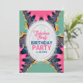 ホットピンクプリンセス素敵な40歳の誕生日パーティー 招待状 (スタンド正面)