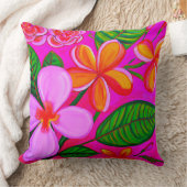ホットピンクプルメリア熱帯装飾用クッション クッション (ブランケット)