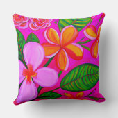 ホットピンクプルメリア熱帯装飾用クッション クッション (裏面)