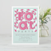 ホットピンクプールパーティースプラッシュ誕生日招待状 招待状 (スタンド正面)