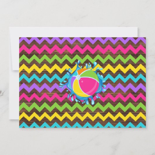 ホットピンクプール誕生日サマーバッシュウッドの写真 招待状 (裏面)