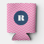 ホットピンクヘリンボーンパターンモノグラムクーラーボックス 缶クーラー (正面)