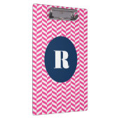 ホットピンクヘリンボーンパターンモノグラム クリップボード (右)