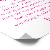 ホットピンクベビーシャワー |深夜おむつサイン ポスター (角)