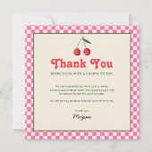 ホットピンクベリーさくらんぼレトロ誕生日 サンキューカード (正面)