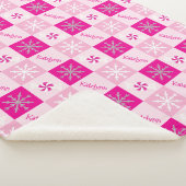 ホットピンクペパーミント&スノーフレークあなたの名前を追加 シェルパブランケット (3/4)