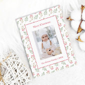 ホットピンクホリーベリーとユーカリのクリスマスカード シーズンカード