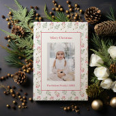 ホットピンクホリーベリーとユーカリのクリスマスカード シーズンカード