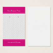 ホットピンクホワイトグレーヘリンボーンイヤリングカード (正面&裏面)