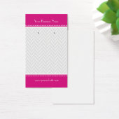 ホットピンクホワイトグレーヘリンボーンイヤリングカード (デスク)