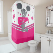 ホットピンクホワイトシルバースターズ応援応援リーディング シャワーカーテン (インサイチュ)