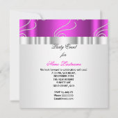 ホットピンクホワイトジュエルダイアモンズシルバー誕生日 招待状 (裏面)