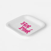 ホットピンクホワイトスクエア紙プレート ペーパープレート (傾斜あり)