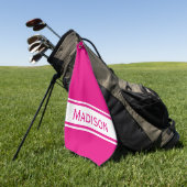 ホットピンクホワイトストライプ名モダンモノグラム ゴルフタオル (グリーン)