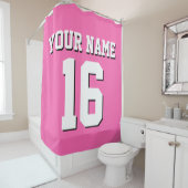 ホットピンクホワイトスポーツジャージーチームジャージー シャワーカーテン (インサイチュ)