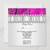 ホットピンクホワイトダイヤモンドシルバーバースデーパーティー 招待状 (裏面)