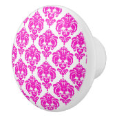 ホットピンクホワイトダマスクシックエレガントベッドルームドレッサー セラミックノブ (右)