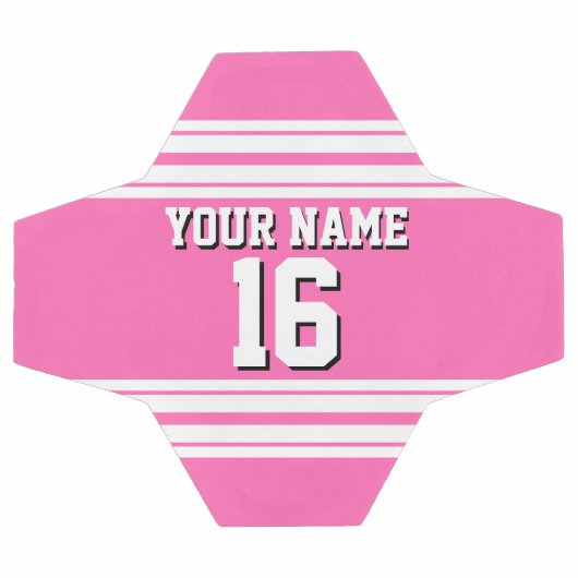 ホットピンクホワイトチームジャージカスタムー番号名 サッカーボール (フラット)