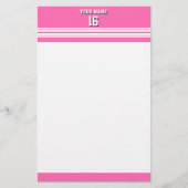 ホットピンクホワイトチームジャージカスタムー番号名 便箋 (正面)