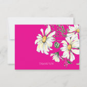 ホットピンクホワイトデイジーウェディングシャワーありがとう サンキューカード (正面)