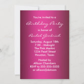 ホットピンクホワイトフラワーストリーマーバースデーパーティー 招待状 (裏面)