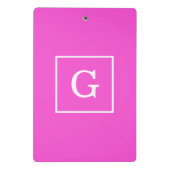 ホットピンクホワイトフレームイニシャルモノグラム ミニクリップボード (裏面)