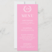 ホットピンクホワイトフローラレトロなエレガントな結婚式メニュー (正面)