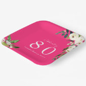 ホットピンクホワイトフローラ誕生日 ペーパープレート (傾斜あり)