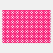 ホットピンクホワイト水玉模様ストライプ数 ラッピングペーパーシート (正面)